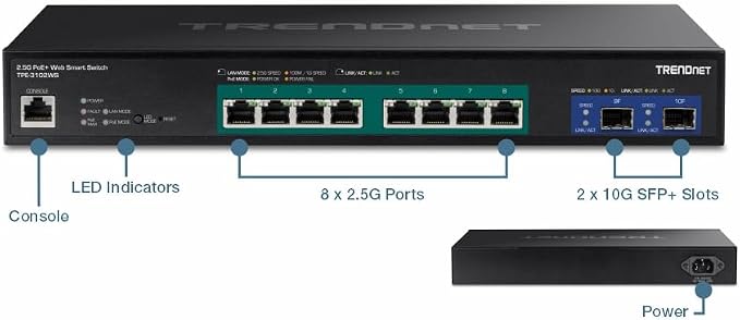 TRENDnet 10-Port Multi-Gig Web Smart PoE+ Switch, 8 x 2.5GBASE-T PoE+ Ports - Image 11
