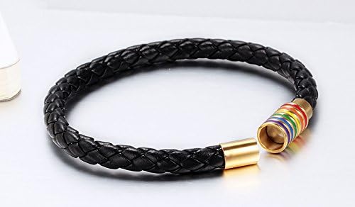 Nanafast Titanium Stainless Steel Rainbow LGBT Pride Bracelet Handmade Braided - Image 6