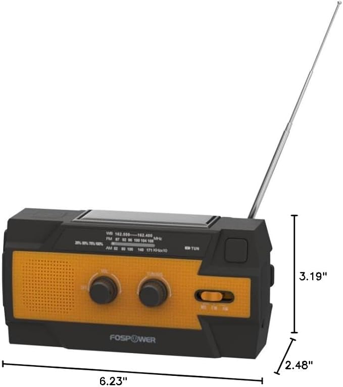 FosPower NOAA Emergency Weather Radio A3 14800mWh Portable Power Bank, - Image 9
