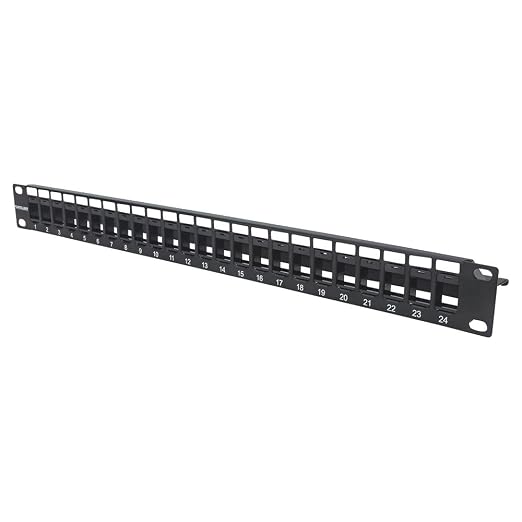 Intellinet 24-Port Blank 1U Keystone Patch Panel Rackmount – 19” Size by IntellinetNetworkSolutions