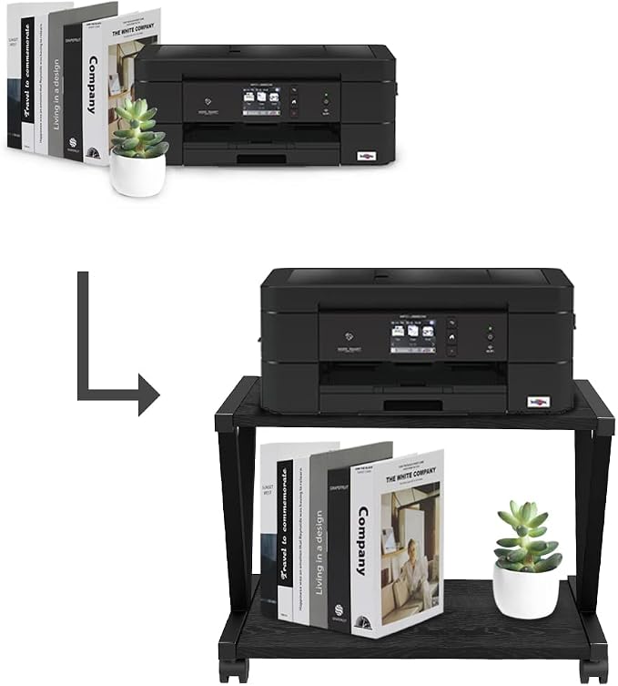 VEDECASA Retro Desktop Printer Stand 2 Double Tiers Wood Printer Shelf Modern - Image 7
