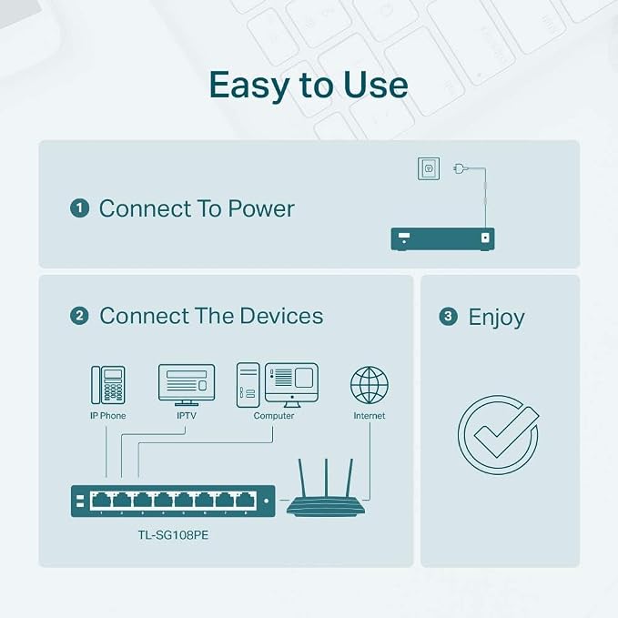 TP-Link TL-SG108PE V3 | 8 Port Gigabit PoE Switch | Easy Smart Managed | 4 PoE+ - Image 6