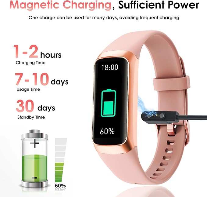 Fitness Tracker, 24/7 Heart Rate Blood Oxygen Blood Pressure Body Temp Monitor - Image 8