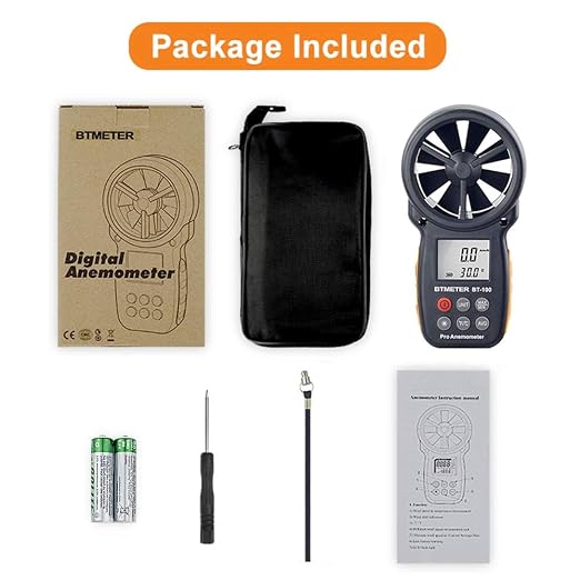 BTMETER BT-100 Handheld Anemometer, Digital Wind Speed CFM Meter Gauge Air Flow - Image 8