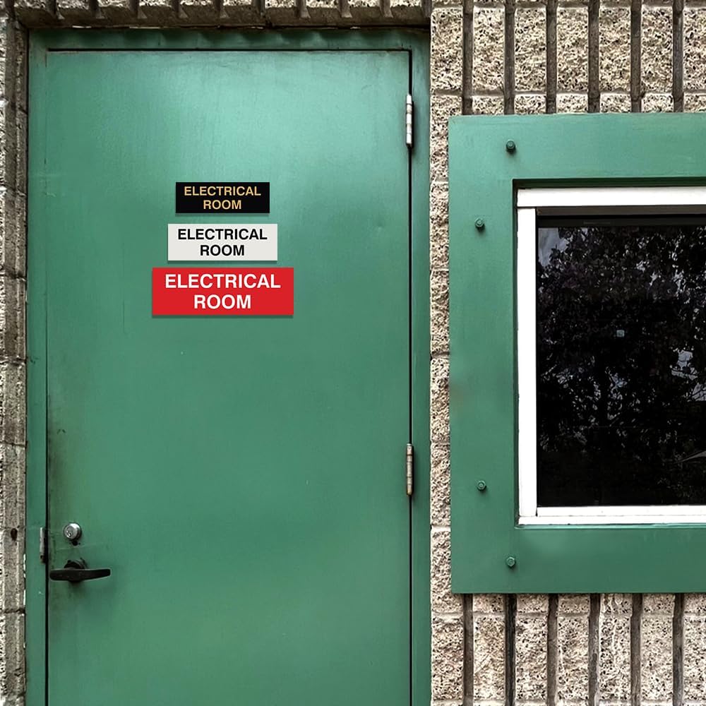 All Quality Basic Electrical Room Sign | Durable Construction | Building Safety - Red/Yellow - Medium (10 Pack)