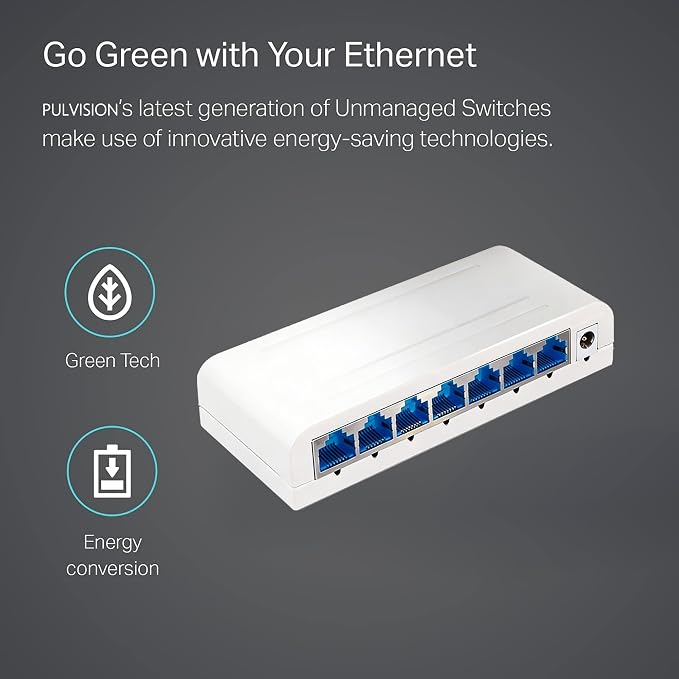 8 Port Gigabit Wired Ethernet Switch 1000Mbps USB 5-12V Powered White Plastic - Image 9