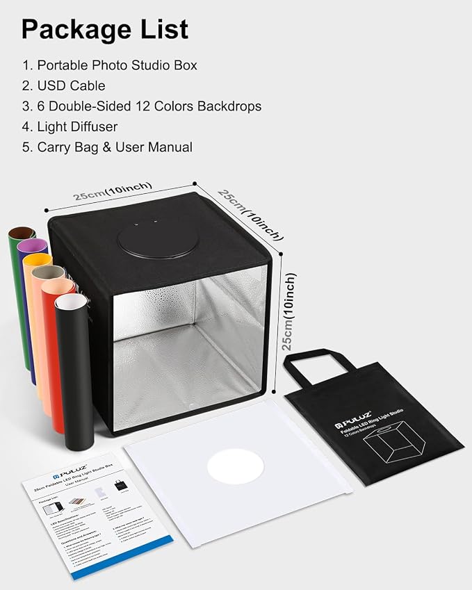 10"x10" Mini Photo Light Box, PULUZ Portable Lightbox - Image 8