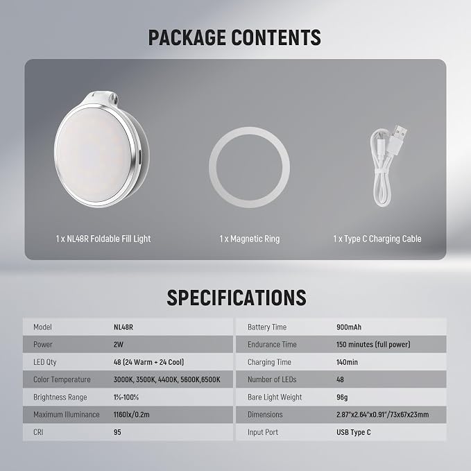 NEEWER Basics Magnetic LED Selfie Light Compatible - Image 9