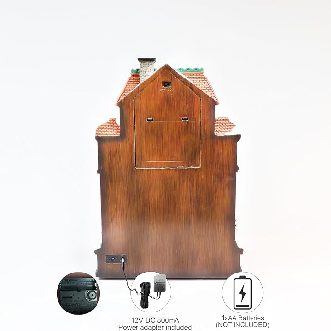 MOMENTS IN TIME Christmas Village Cuckoo Clock Animated Santa & Tree Scene - Image 6