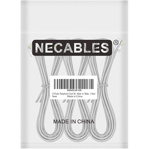 NECABLES 3Pack Phone Cord 3ft Telephone Cord Phone Cable RJ11 6P4C Male to Male - Image 4