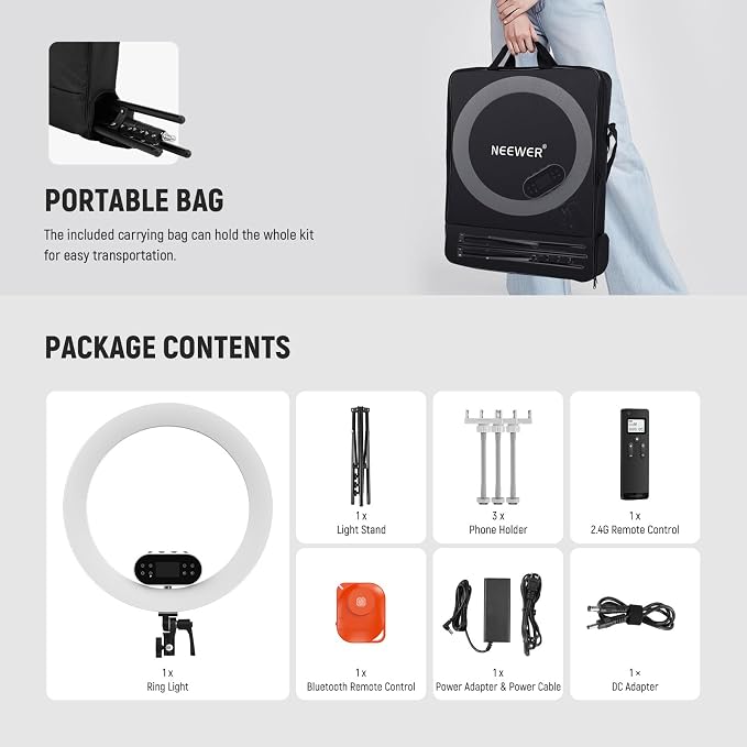 NEEWER 19" 100W High Power LED Ring Light - Image 9