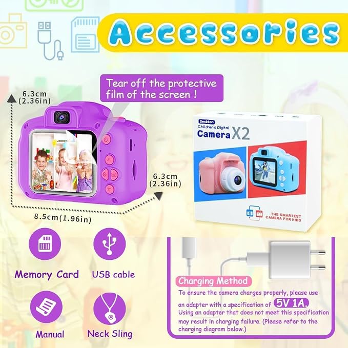 Seckton Upgrade Kids Selfie Camera, Christmas Birthday Gifts - Image 7