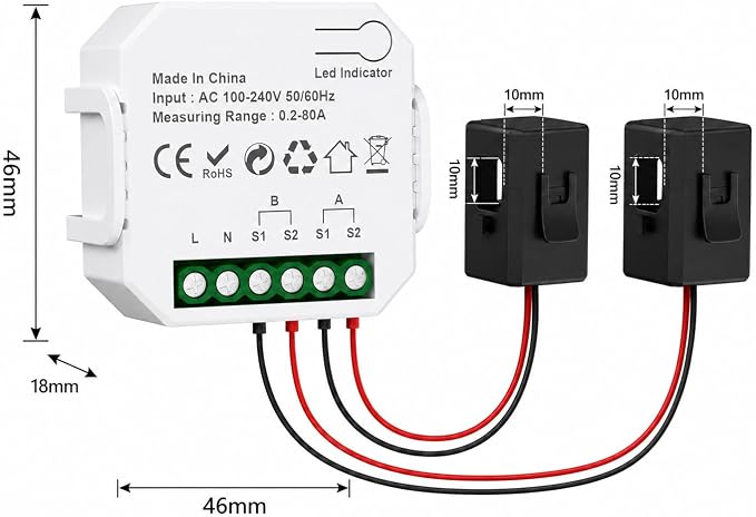 eMylo 2 Channel WiFi Power Meter 80A+80A Smart Power Monitor, Clamp Ammeter - Image 9