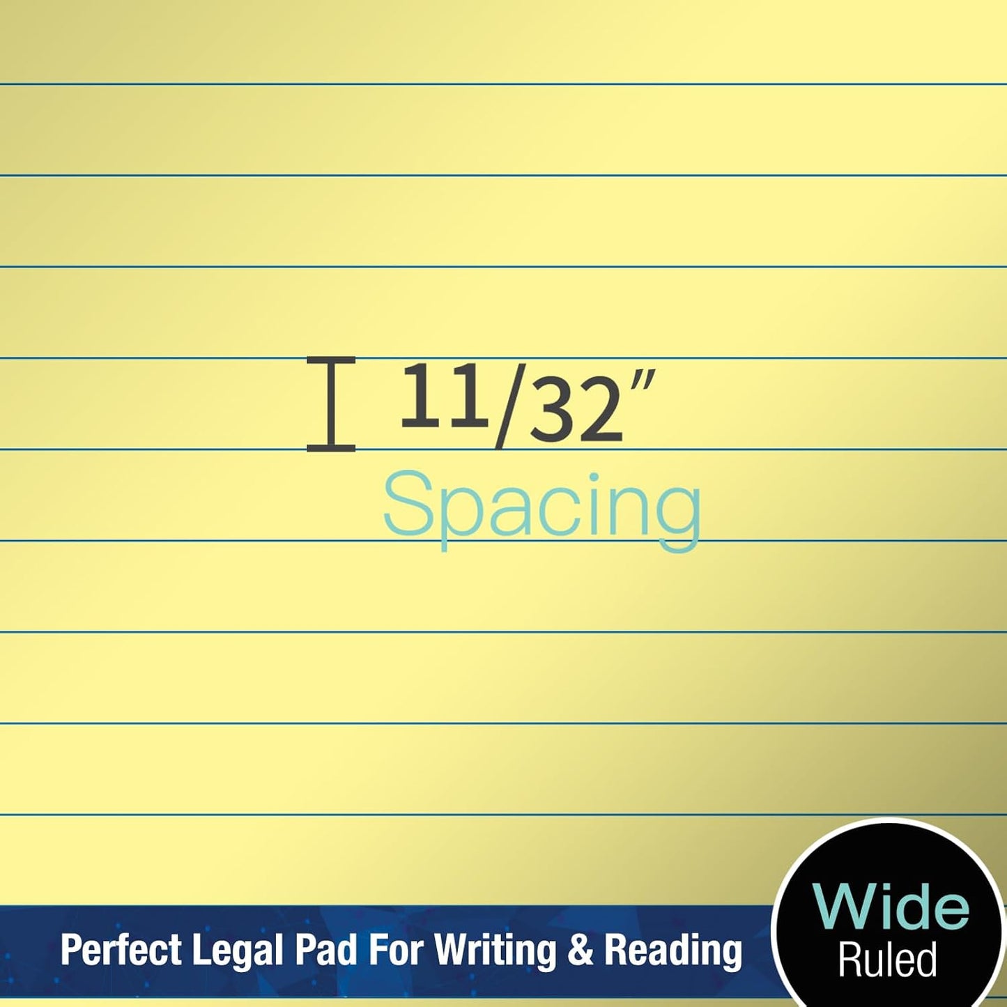 Woodlake Legal Pads 8.5 "x 11" – 6‑Pack, Wide Ruled, Premium Yellow Paper Pad No ink Bleed, Micro‑Perforated Writing Pads,50 Sheets, Letter Size Note pads for School, Office & Home, Made in USA