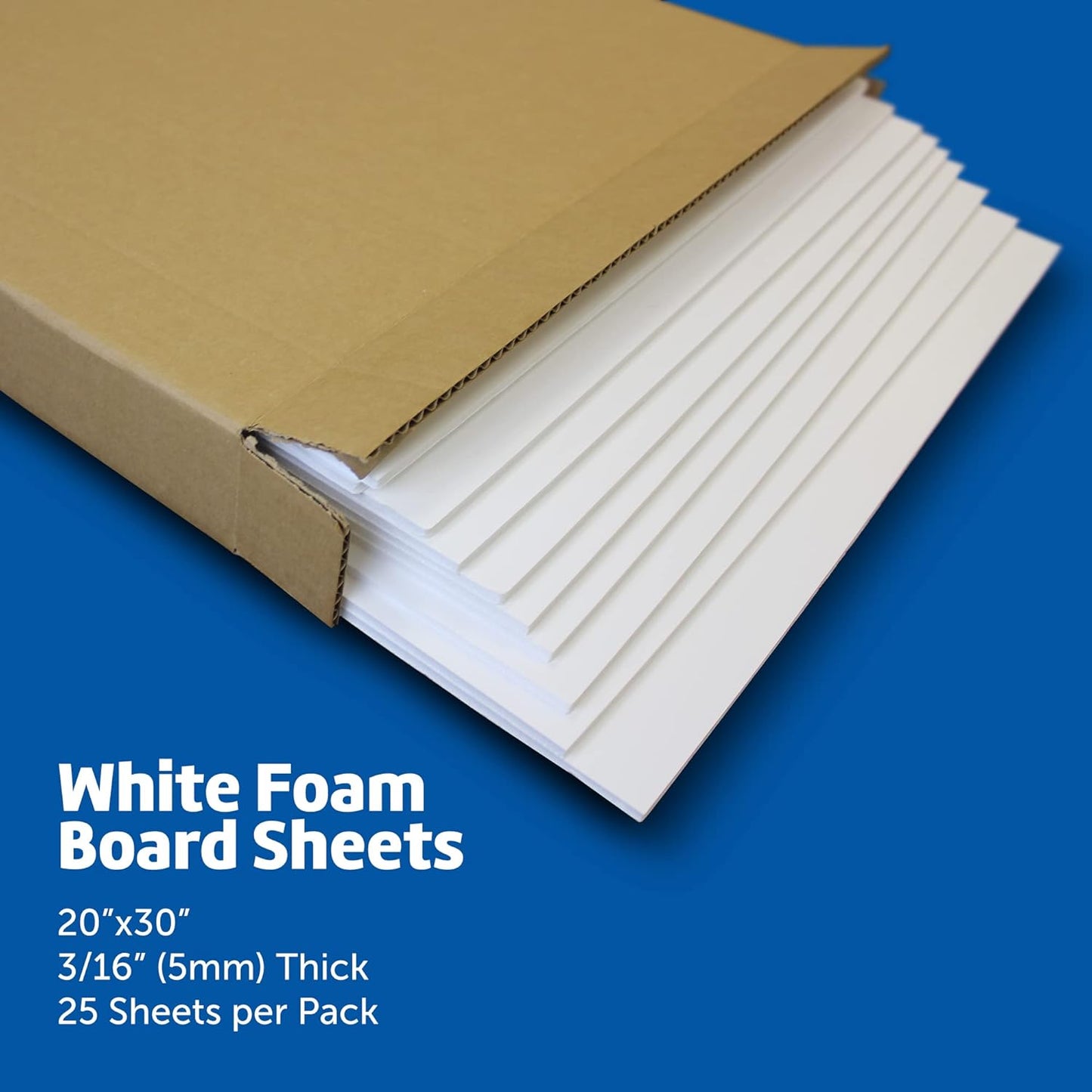 Flipside Products 20" x 30" White Foam Board, Arts and Crafts, 3/16" Thick, Presentations, Signboards, Backing Board, Display, Pack of 25