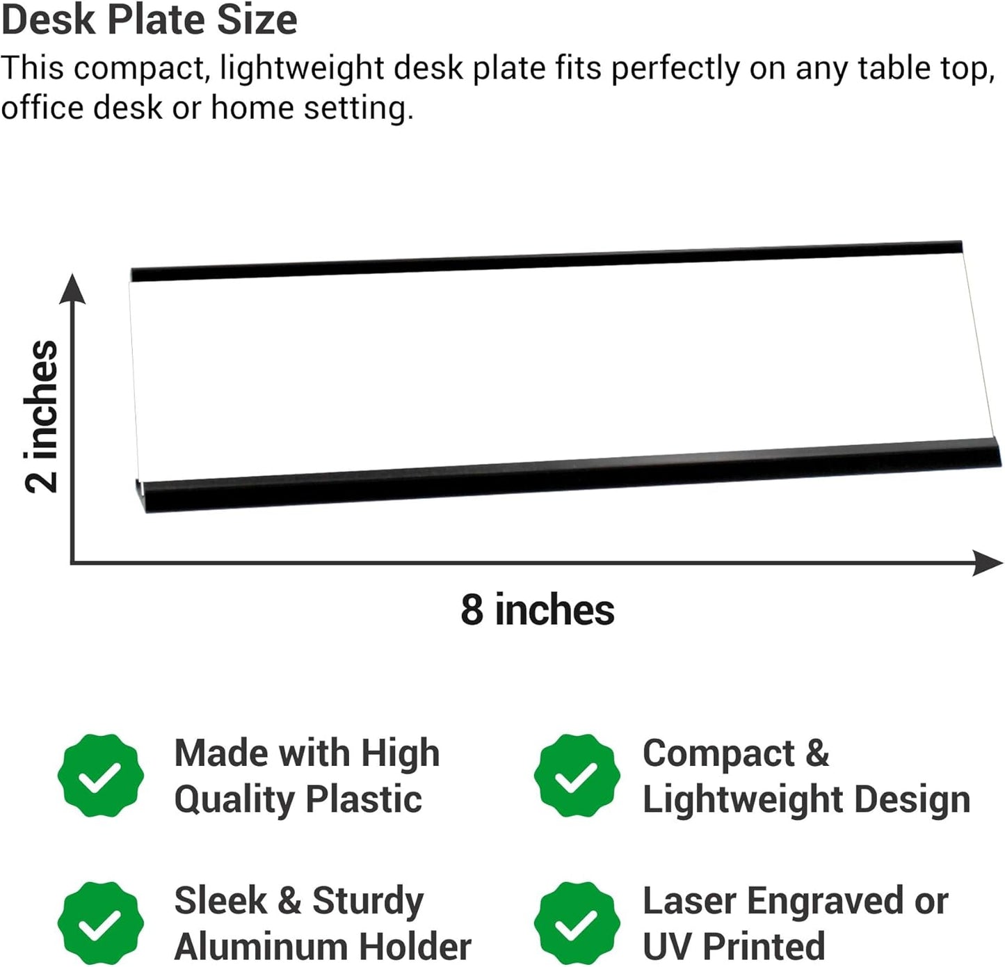 Custom Engraved Desk Plate | Personalized with your Name and Title | Perfect Decor for Office, Business, or Home | Multiple Font and Color Options | 2x8" or 2x10" (Pink w/White Letters, 2x8")