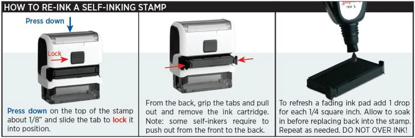 Infusion Self-Inking Custom Rubber Stamp (Personal or Business Use) - Choose from 16 Colors (1" x 2-3/4")