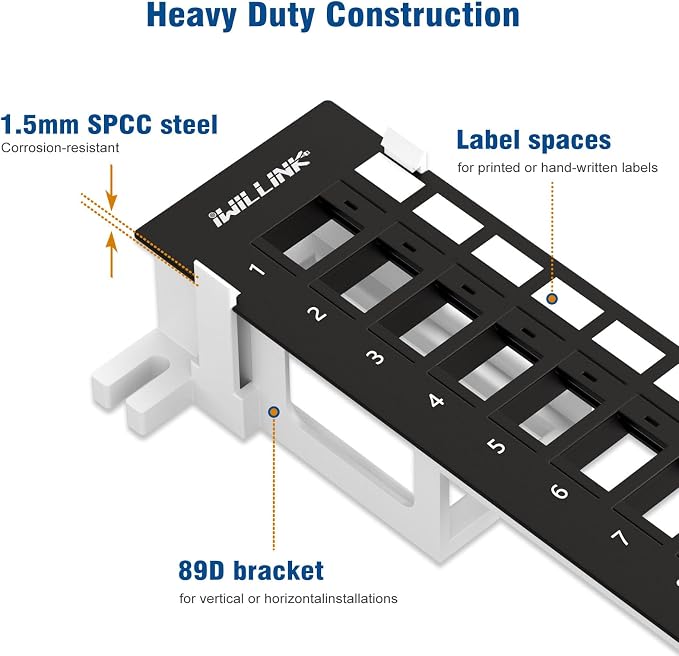 Iwillink Blank 12-Port Keystone Patch Panel - Image 7