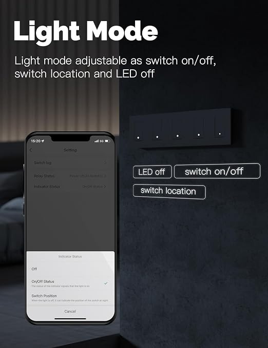 MOES Zigbee 3 Way Double Light Switch, 2 Gang Smart Wall Switches Single Pole - Image 6