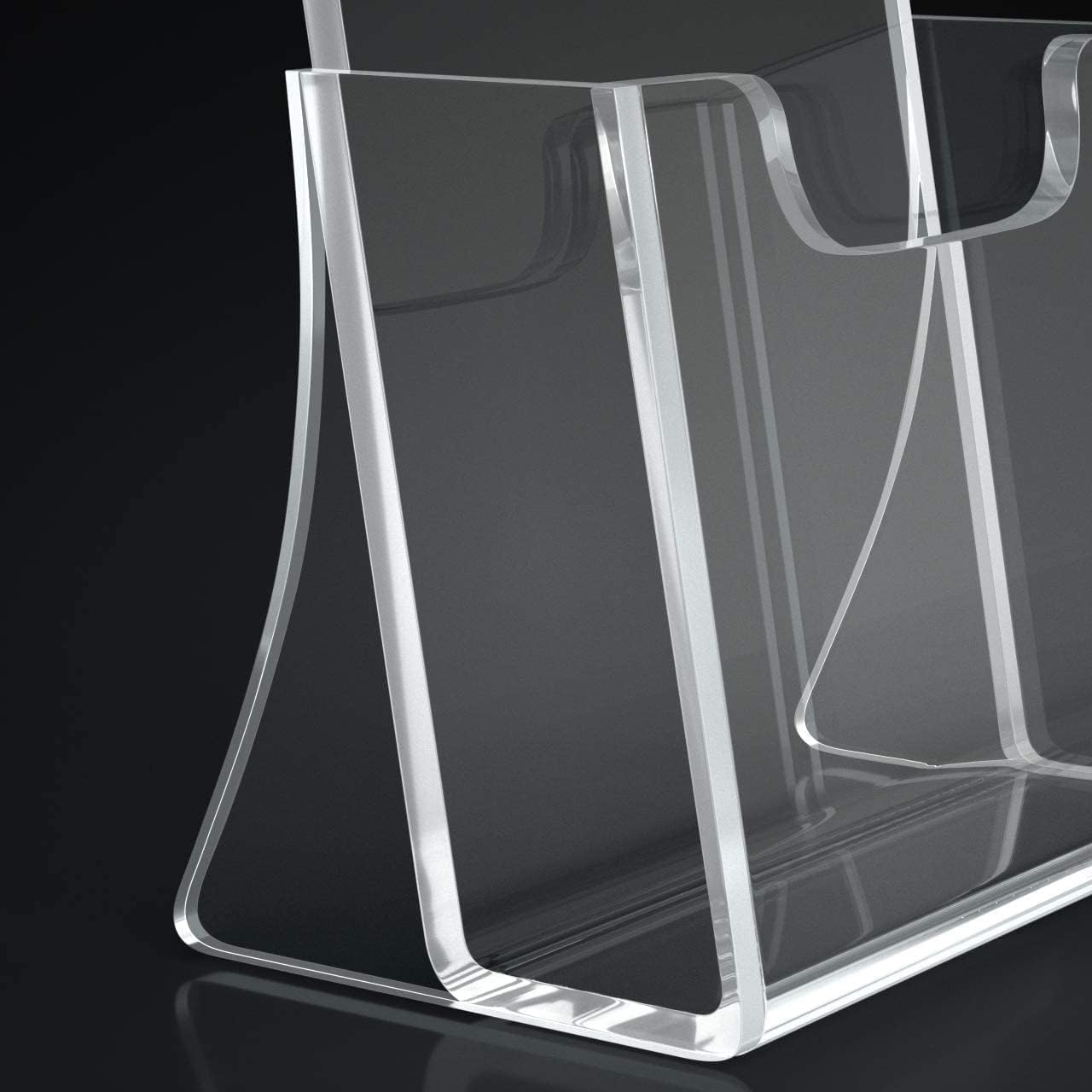 HIIMIEI Brochure Holder 8.5 x 11 inches, Acrylic Flyer Holder with 2 Pack, Plastic Stands for Displaying Magazines, Pamphlets, Literature, Brochures, Booklets, Menu