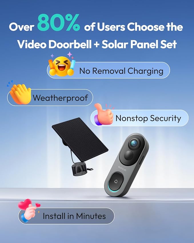 BOTSLAB 5MP Wireless Video Doorbell Camera, 180° Head-to-Toe View, AI Motion - Image 9