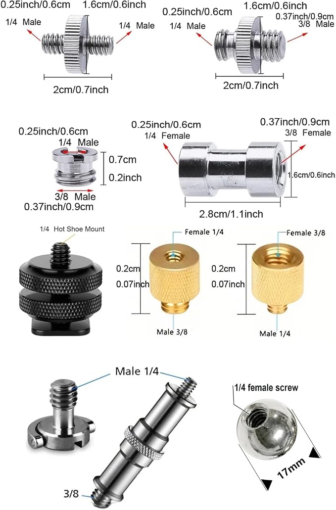 30Pack Camera Tripod Screw Mount Kit 1/4 to 3/8 Inch Adapter Threaded Converter - Image 8