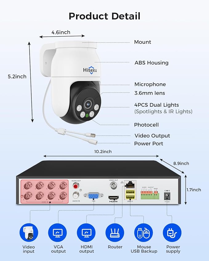 Hiseeu 4K PTZ Wired Security Camera System - Image 9