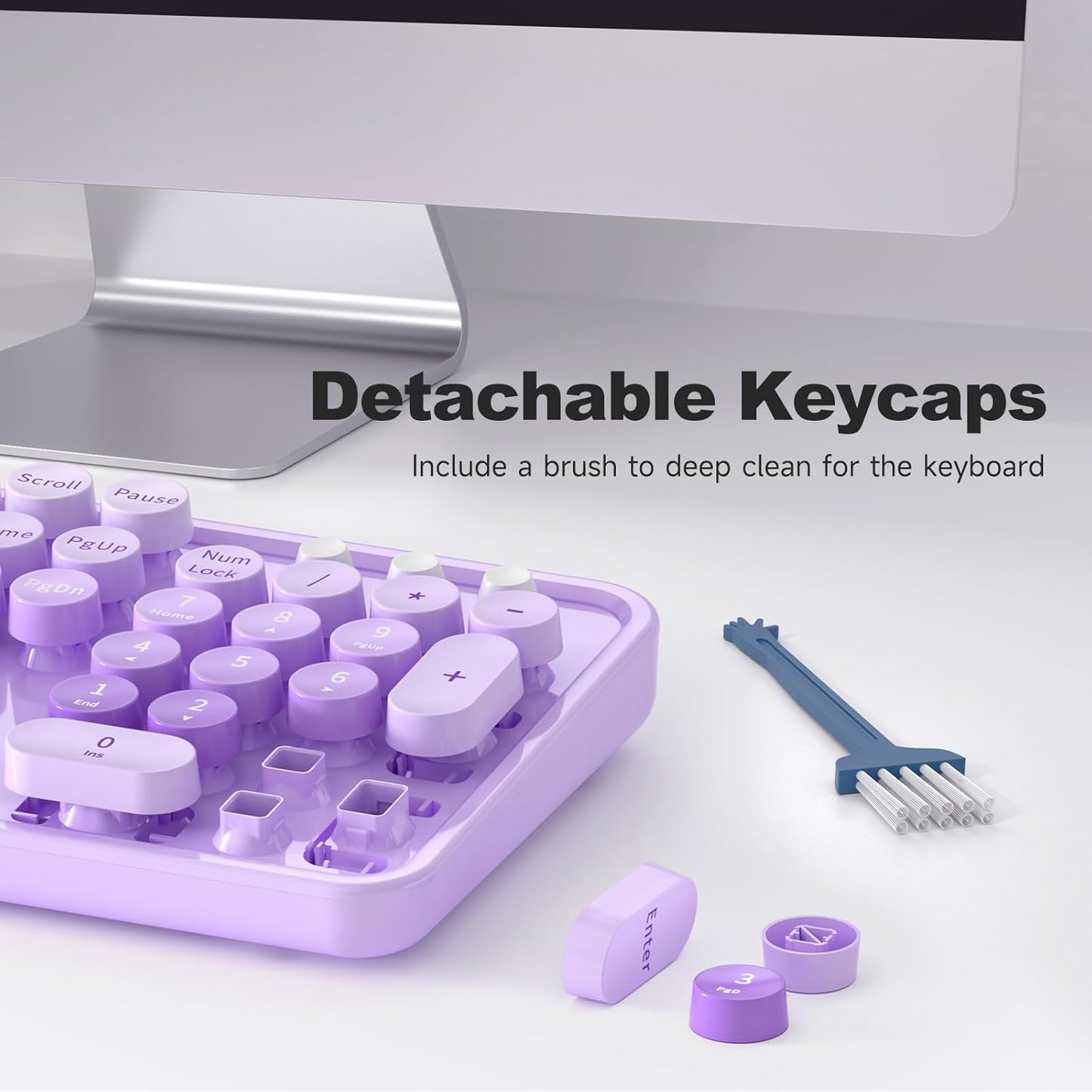 Large Print Wired Keyboard, 104 Keys Full-Sized Typewriter Keyboards, USB Plug and Play Office Keyboard with Number Pad, Caps Indicators, Foldable Stands for Windows, PC, Laptop