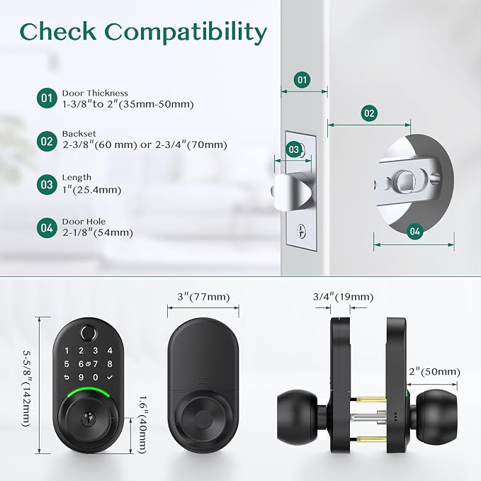 Keypad Smart Door Lock with Knob, Yamiry Keyless Entry Digital Lock with Handle - Image 6