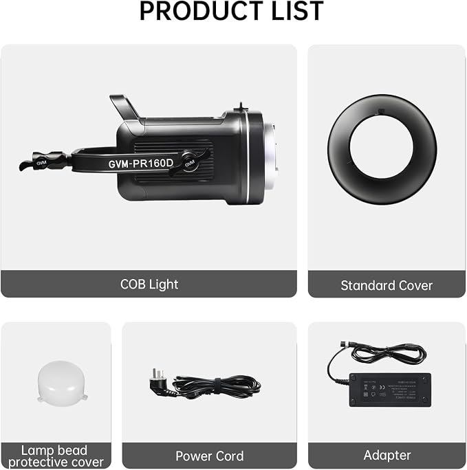 GVM 160W LED Video Light with Bluetooth Control, 5600K Photography Light - Image 9