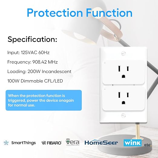 Zwave Dimmer Plug 800 Series 2 Pack, Dimmable Zwave Outlet Built-in Repeater - Image 9
