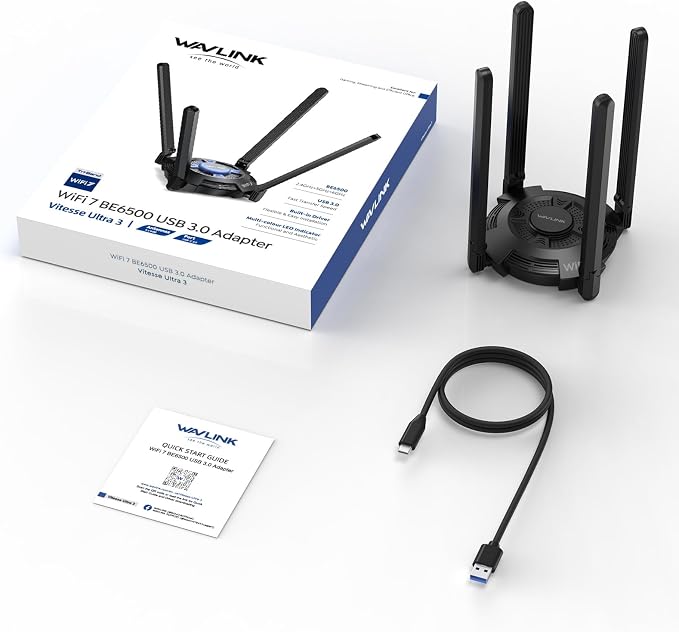 USB WiFi Adapter for Desktop PC, WAVLINK Tri-Band BE6500 WiFi 7 Adapter - Image 9