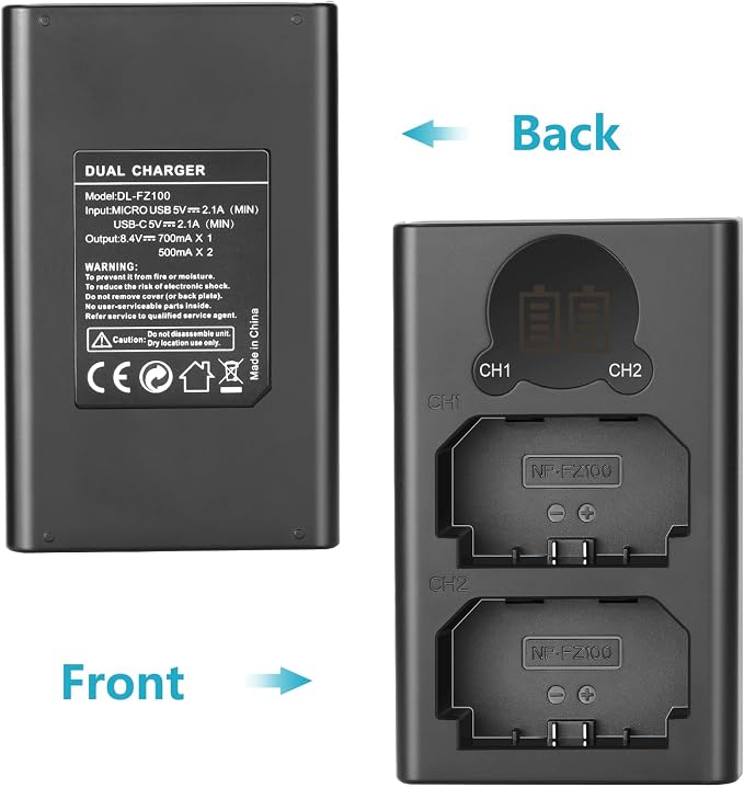 Neewer Dual USB Charger for Sony NP-FZ100 Battery, Compatible - Image 7