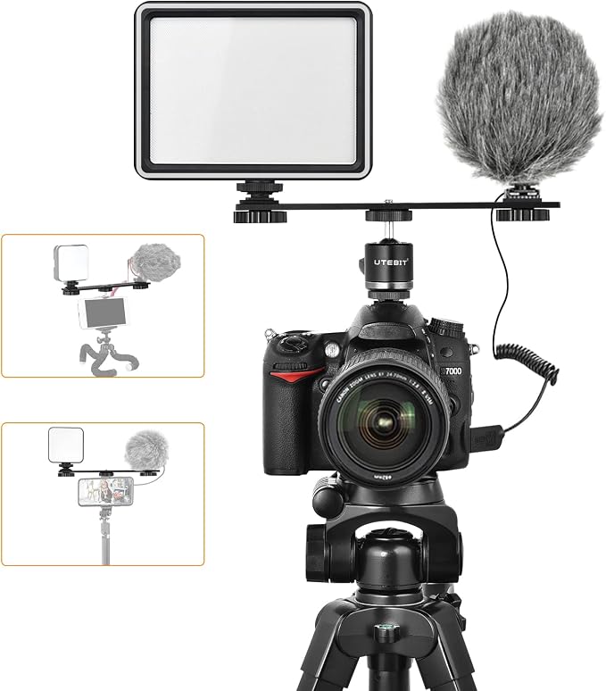 UTEBIT 8 inch Flash Bracket, Dual Camera Mount Flash Bracket Extension Bar - Image 7