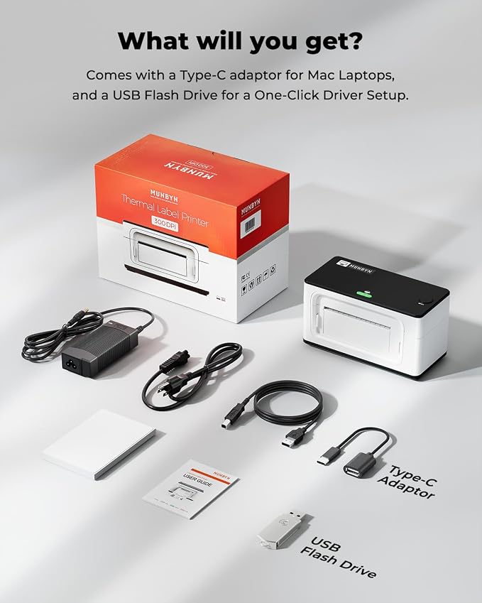 MUNBYN Bluetooth Thermal Label Printer 941BP, Wireless 300DPI 4x6 Shipping - Image 6