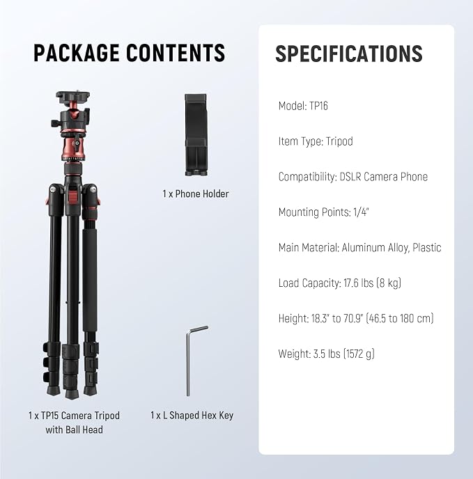 NEEWER Basics 70.9" Camera Tripod Monopod - Image 7