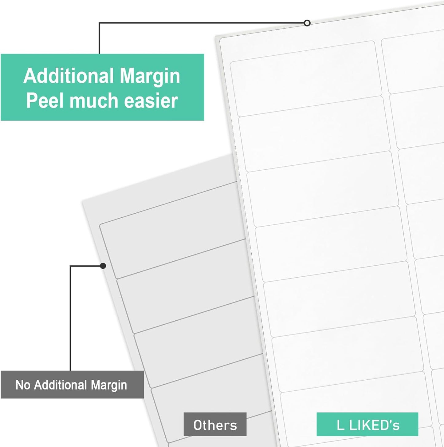 L LIKED Printable Address Labels, 1" x 2-5/8", 3,000 Labels, 30 per Sheet, Label Stickers for Envelopes (100 Sheets)