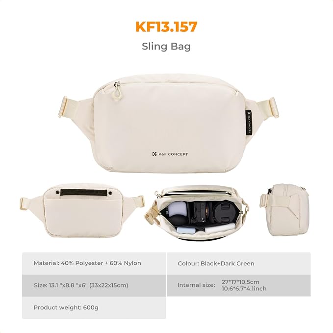 K&F CONCEPT Camera Sling Bag Crossbody Bag Waterproof Camera Shoulder Backpack - Image 7