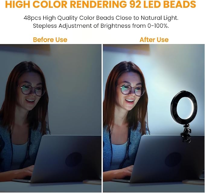 Video Conference Lighting Kit, Ring Light Clip on Laptop Monitor - Image 7