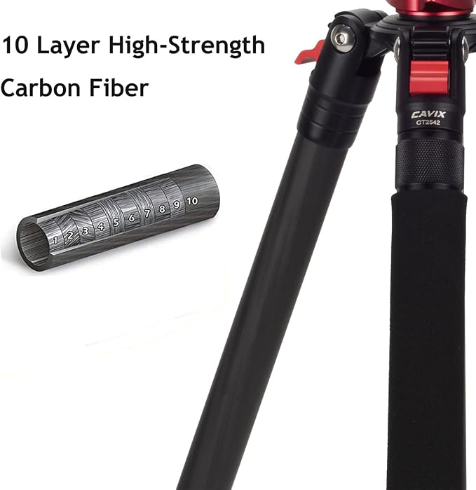 CAVIX 62" Professional Carbon Fiber Camera Tripod, Tripod & Monopod 2 in 1 - Image 8