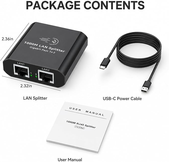 Ethernet Splitter 1 to 2 Mini Gigabit Internet Switch 1 in 2 Out LAN and RJ45 - Image 7
