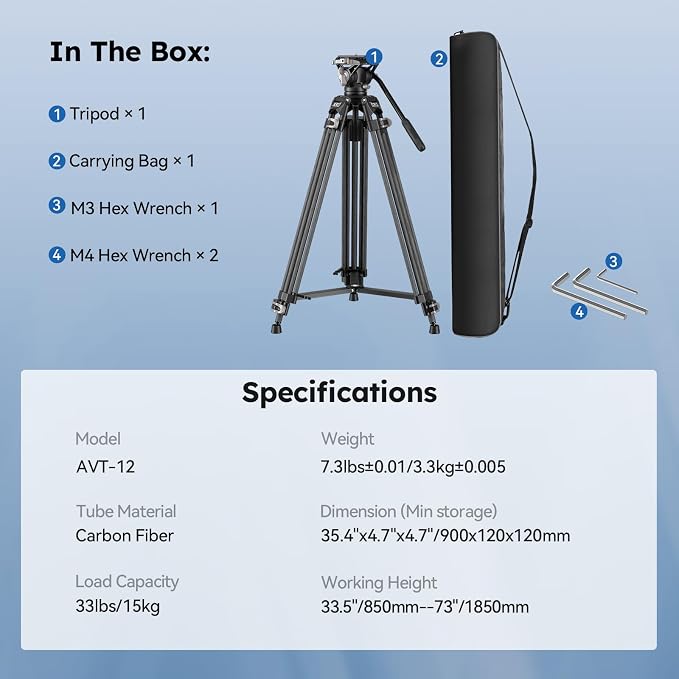 SIRUI Quick Release Carbon Fiber Video Tripod, Professional - Image 9