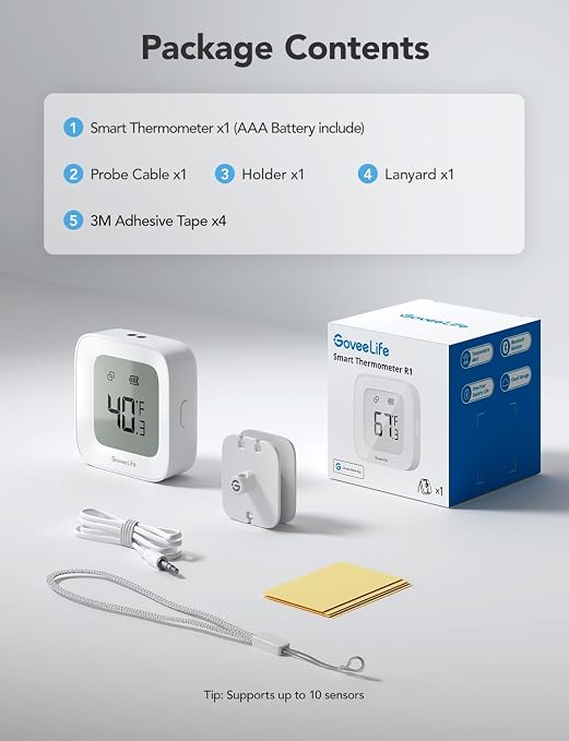 GoveeLife Freezer Thermometer Alarm, Smart Bluetooth Temperature Monitor Sensor - Image 7
