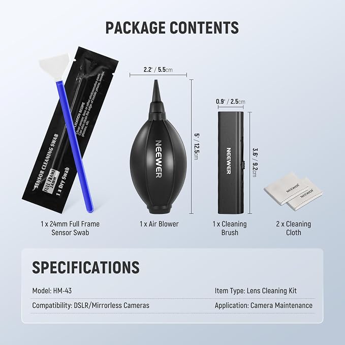 NEEWER 5 in 1 Camera Lens Cleaning Kit, 1x Lens Brush Pen + 1x Air Blower + 1x - Image 7