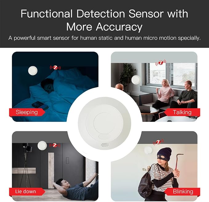 Presence Sensor, WenzhiIoT Smart Motion Sensor Zigbee 5.8GHz Radar MmWave - Image 7