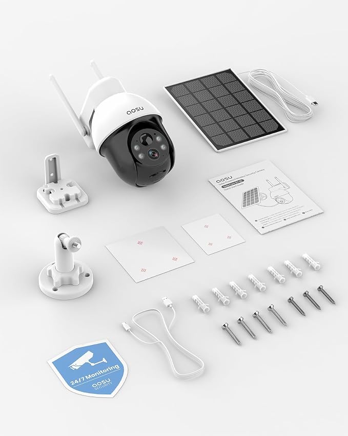 aosu Solar Security Camera Wireless Outdoor System, 3K/5MP Battery Powered WiFi - Image 8