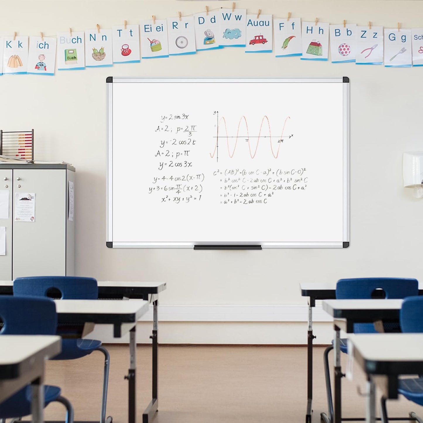 VIZ-PRO Magnetic Whiteboard/Dry Erase Board, 48 X 36 Inches, Silver Aluminium Frame