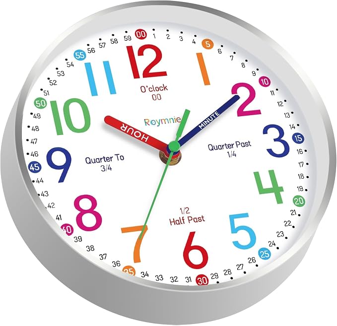 Roymnie 14 Inch Wall Clock for Kids Learning to Tell Time, Modern Silent - Image 8