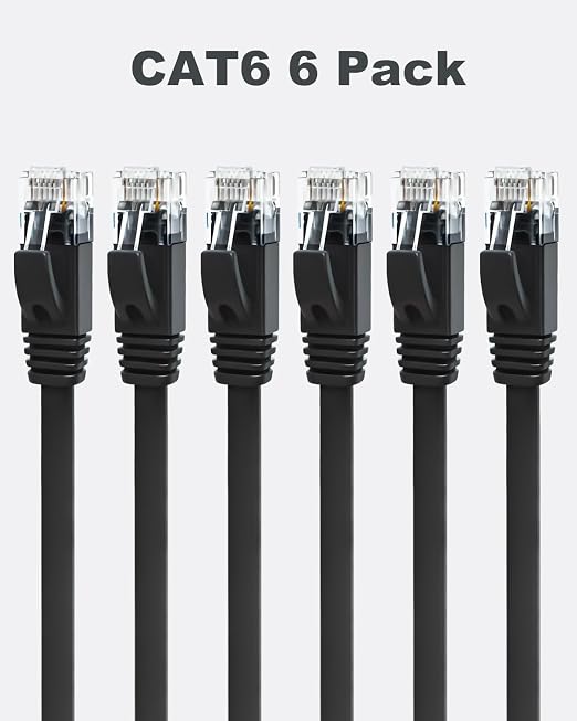 Yauhody CAT 6 Ethernet Cable 5ft 6-Pack Black, High Speed Solid Flat CAT6 - Image 8