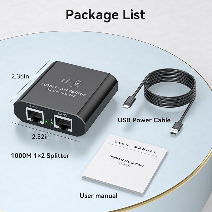 Ethernet Splitter 1 to 2 1000Mbps Internet Cable Splitter 1 in 2 Out High Speed - Image 7